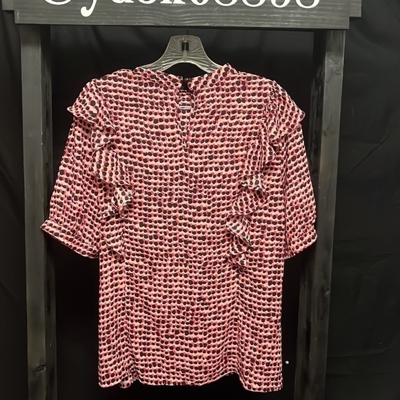 New York & Co- high neck polyester shirt with ruffles - Picture 6 of 8